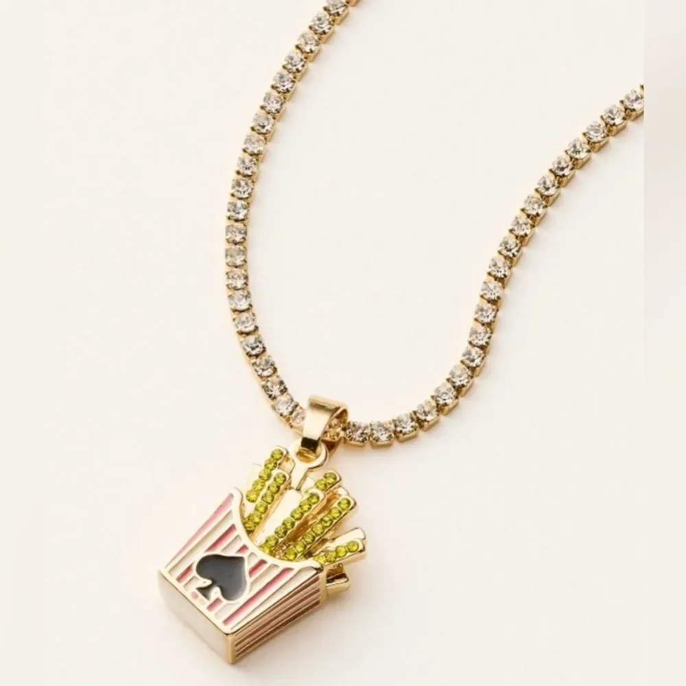 kate spade x Target Gold Faux Stone Chain Necklace French Fries Charm
